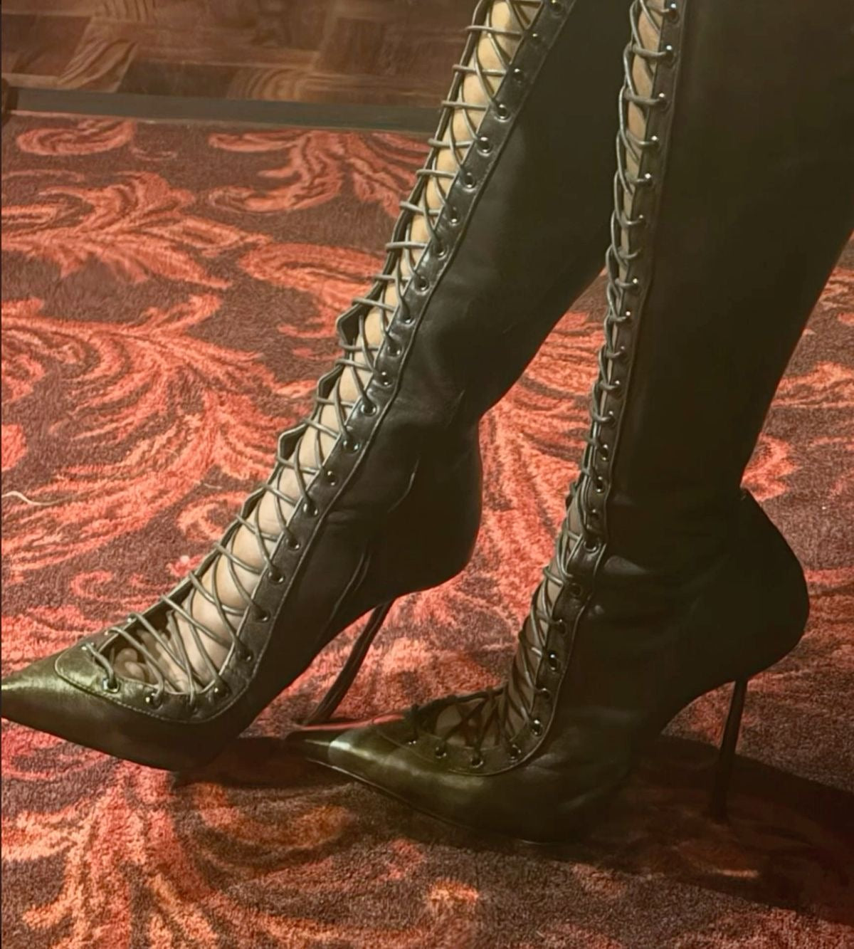 Lace Up Stivale Marrone Vintage