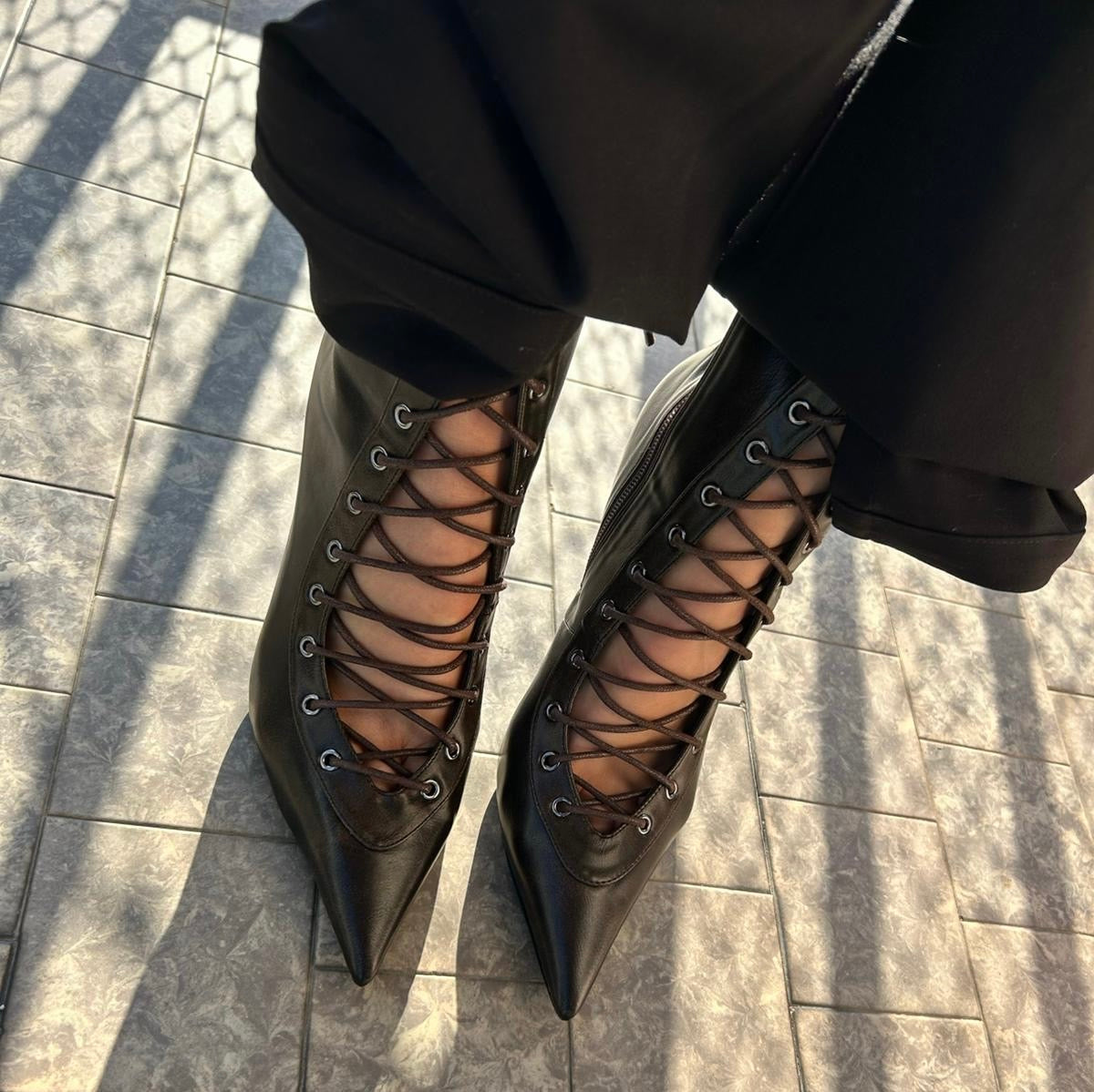 Lace up Heels Marrone Vintage