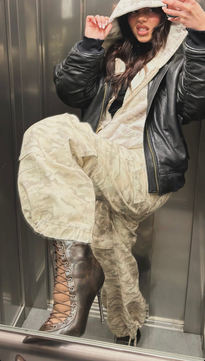 Lace Up Stivale Marrone Vintage
