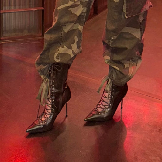 Lace up Heels Marrone Vintage