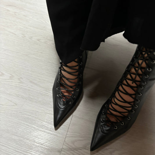 Lace up heels neri