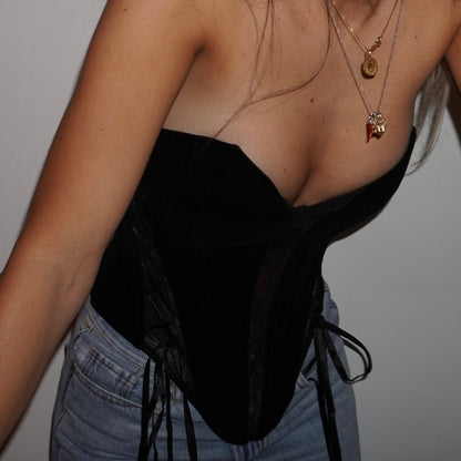 Corsetto nero in velluto