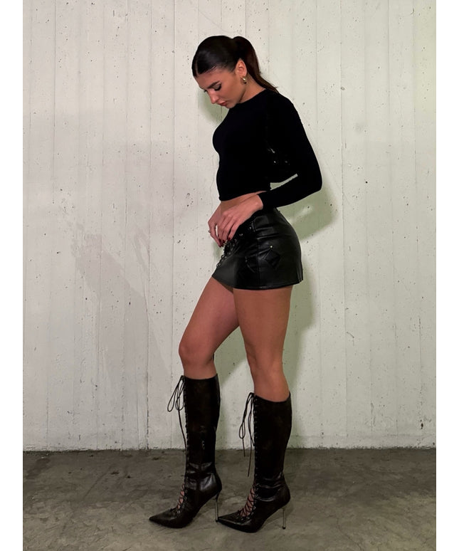 Lace Up Stivale Marrone Vintage