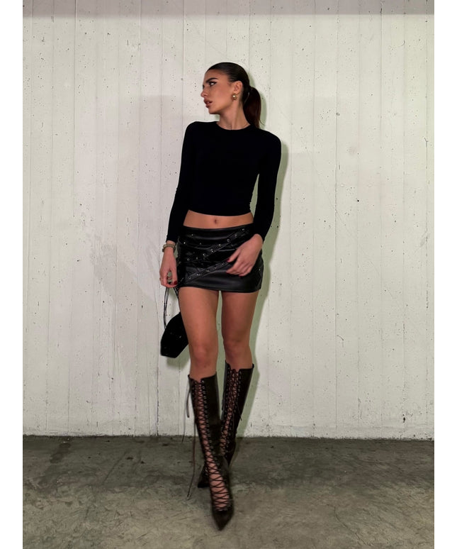 Lace Up Stivale Marrone Vintage