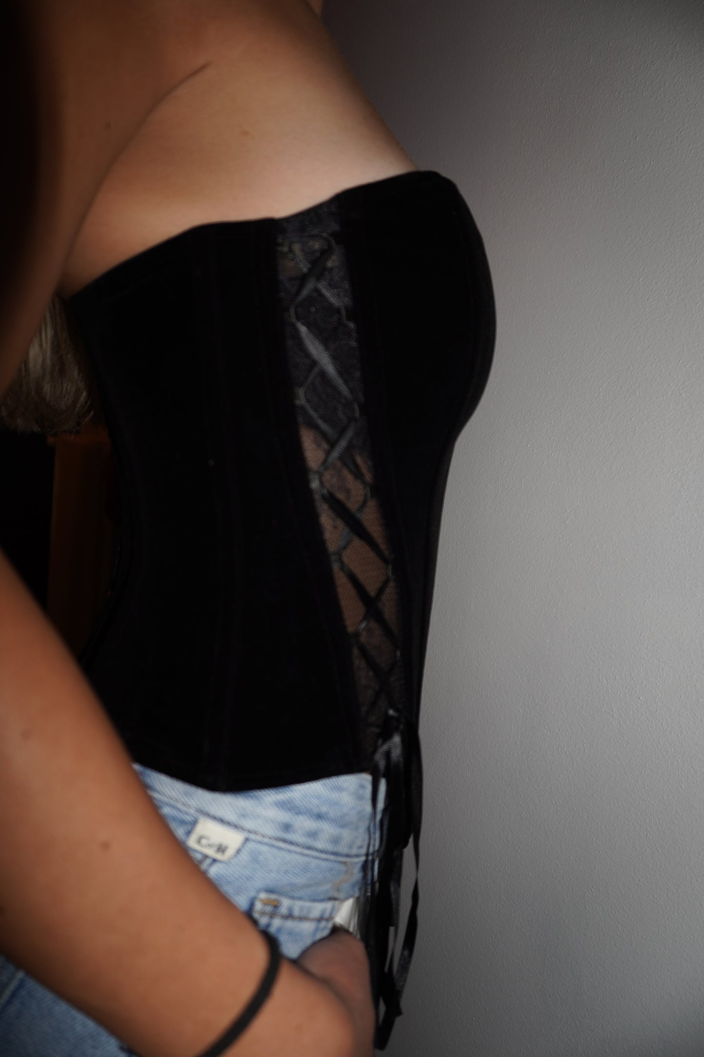 Corsetto nero in velluto