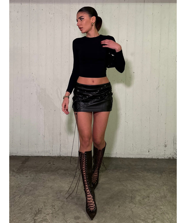 Lace Up Stivale Marrone Vintage