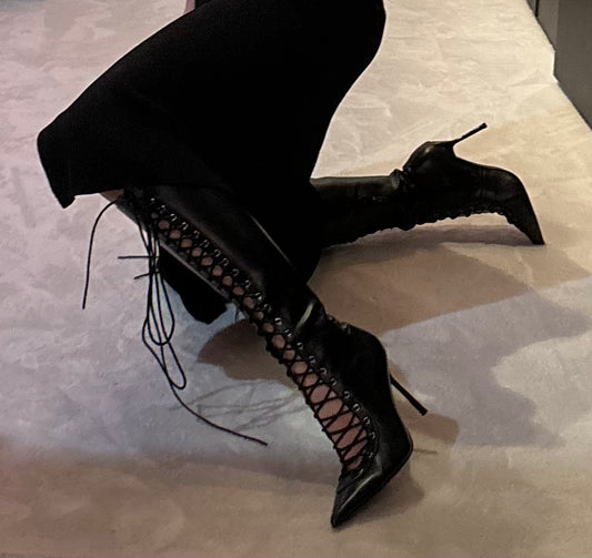 Lace up stivale nero