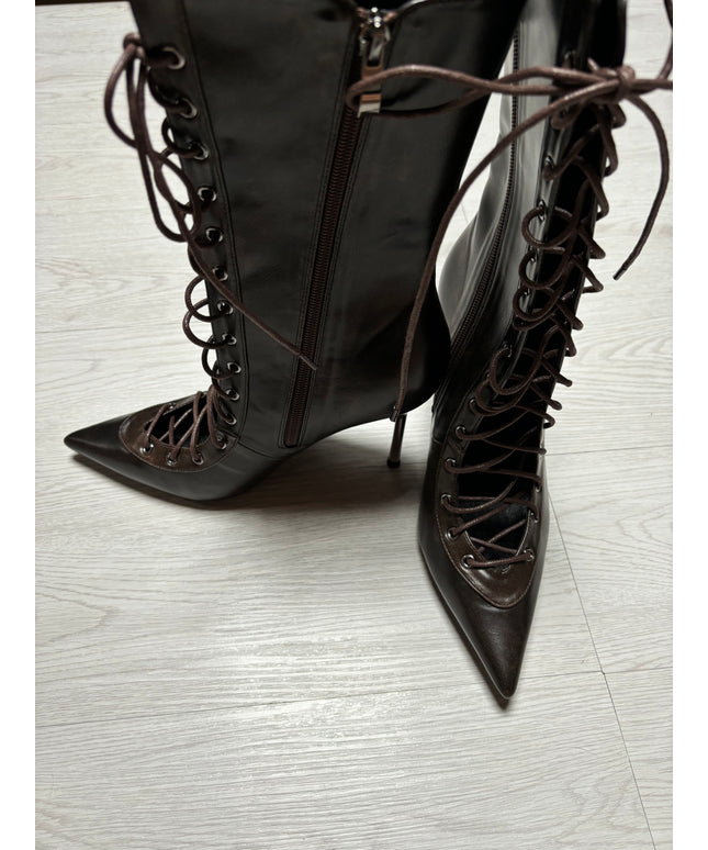 Lace up Heels Marrone Vintage